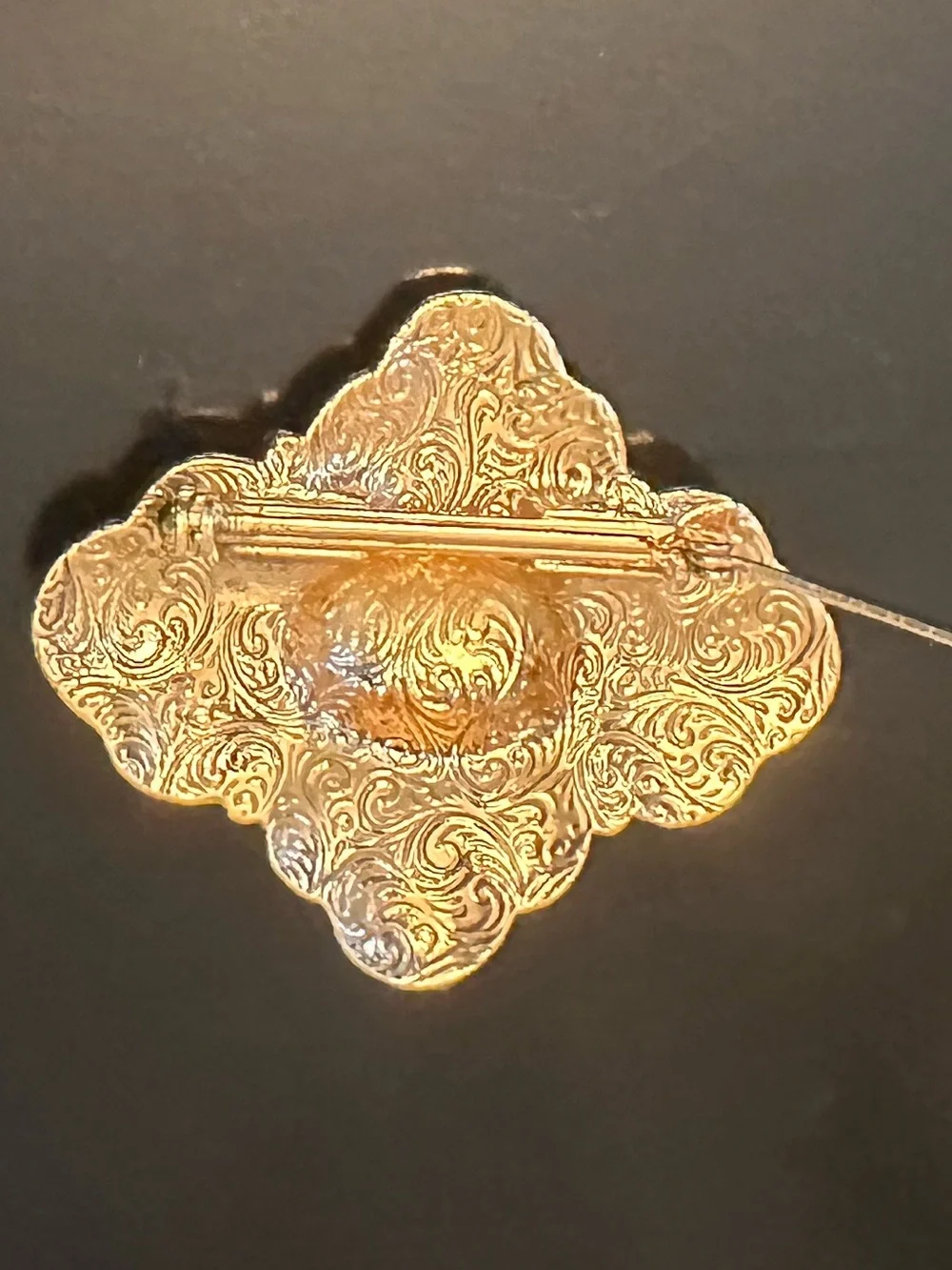 Vintage 1950s 1928 Jewelry Company Filigree Floral Statement Brooch Scarf Clip
